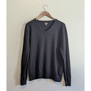 J.CREW Black 100% Cashmere V-Neck Sweater Women's XL Pullover Solid Soft